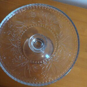 Vintage glass pedestal cake stand